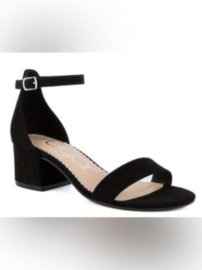 NIB [Sugar] Noelle Low Block Heel Open-Toe Dress Sandals in Black Women’s 7 Wide